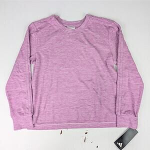 Adidas Girls Small Purple Long Sleeve Melange Training Tee